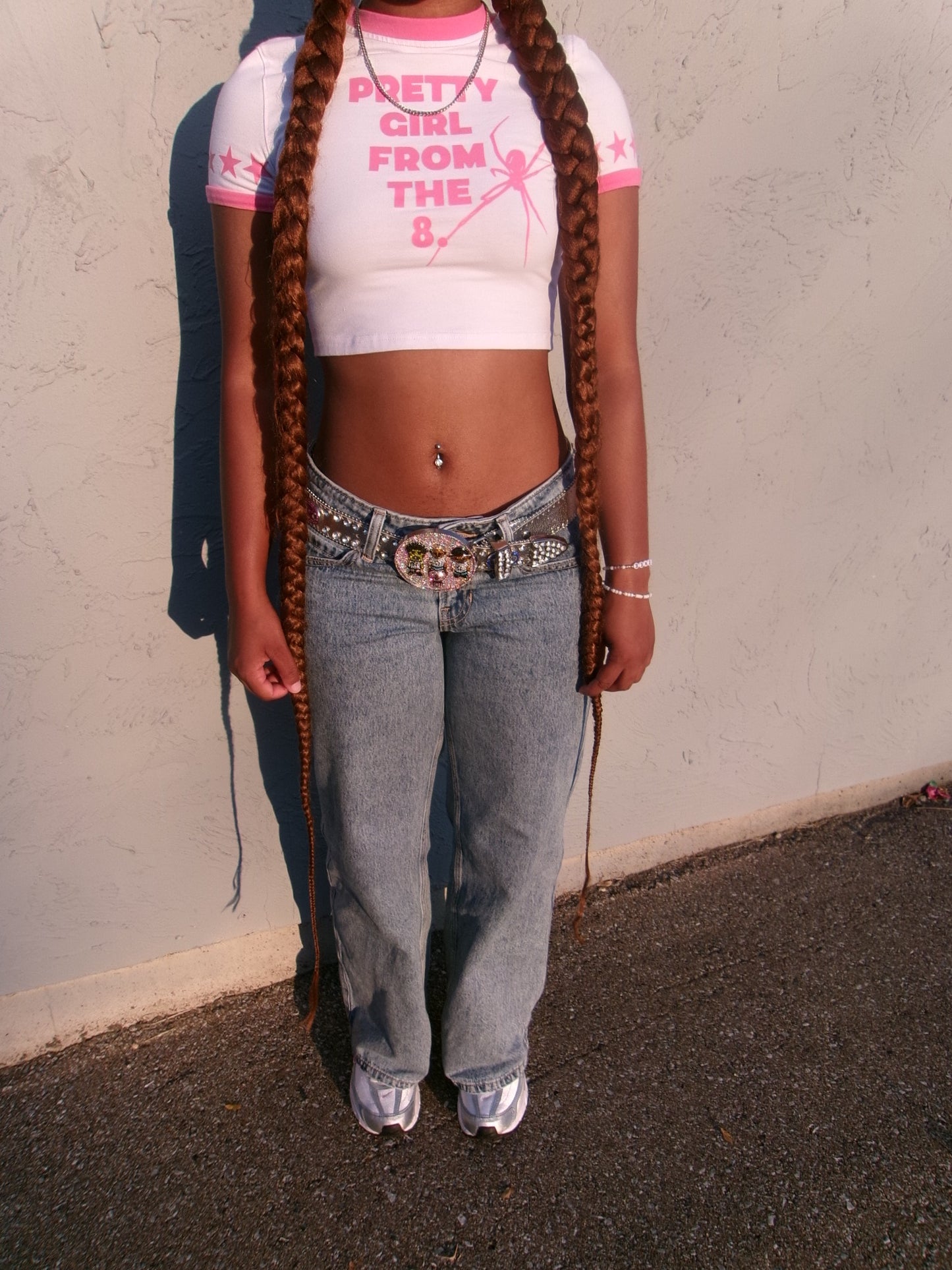 pink 8alance crop top